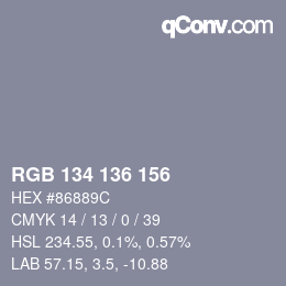 Color code: RGB 134 136 156 | qconv.com