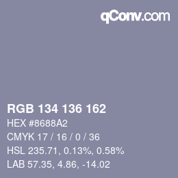Color code: RGB 134 136 162 | qconv.com