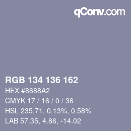 Código de color: RGB 134 136 162 | qconv.com