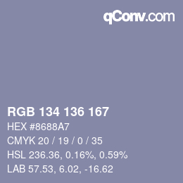 Color code: RGB 134 136 167 | qconv.com