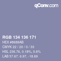 Color code: RGB 134 136 171 | qconv.com