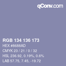 Color code: RGB 134 136 173 | qconv.com