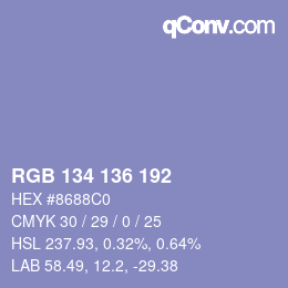 Color code: RGB 134 136 192 | qconv.com