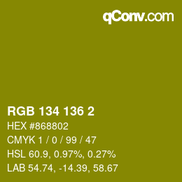 Color code: RGB 134 136 2 | qconv.com