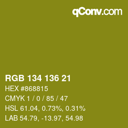 Color code: RGB 134 136 21 | qconv.com