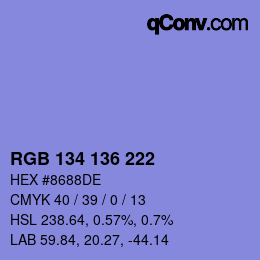 Color code: RGB 134 136 222 | qconv.com