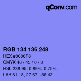 Color code: RGB 134 136 248 | qconv.com