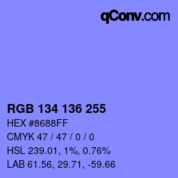 Color code: RGB 134 136 255 | qconv.com