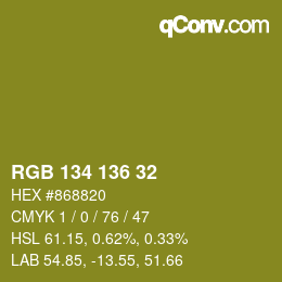 カラーコード: RGB 134 136 32 | qconv.com