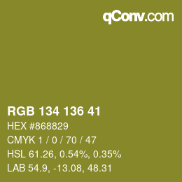 Color code: RGB 134 136 41 | qconv.com