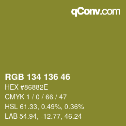 Color code: RGB 134 136 46 | qconv.com