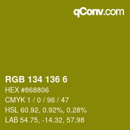 Farbcode: RGB 134 136 6 | qconv.com