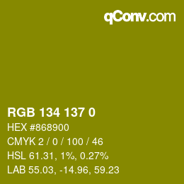 Color code: RGB 134 137 0 | qconv.com