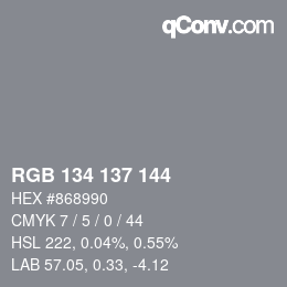 Color code: RGB 134 137 144 | qconv.com