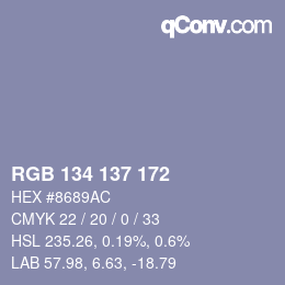 Color code: RGB 134 137 172 | qconv.com