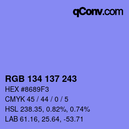 Color code: RGB 134 137 243 | qconv.com