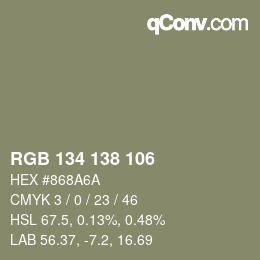 Color code: RGB 134 138 106 | qconv.com