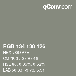Código de color: RGB 134 138 126 | qconv.com