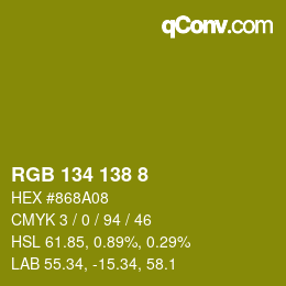 Color code: RGB 134 138 8 | qconv.com