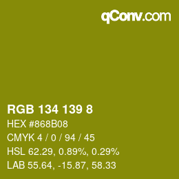Color code: RGB 134 139 8 | qconv.com