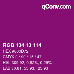 Color code: RGB 134 13 114 | qconv.com