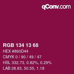Color code: RGB 134 13 68 | qconv.com