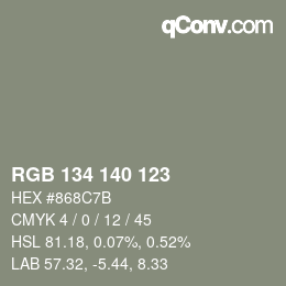 Code couleur: RGB 134 140 123 | qconv.com