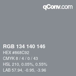 Código de color: RGB 134 140 146 | qconv.com
