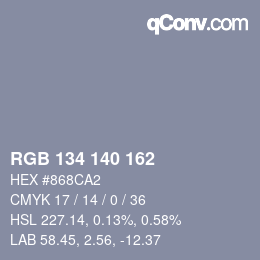 Color code: RGB 134 140 162 | qconv.com