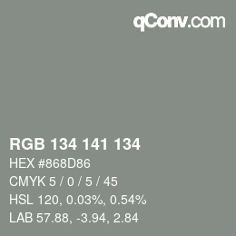 Color code: RGB 134 141 134 | qconv.com