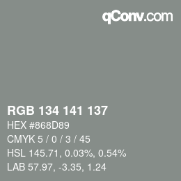 Código de color: RGB 134 141 137 | qconv.com