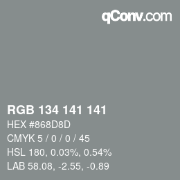 Color code: RGB 134 141 141 | qconv.com