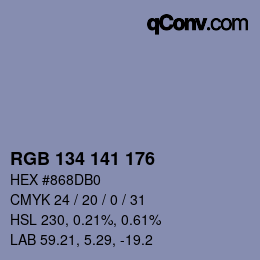 カラーコード: RGB 134 141 176 | qconv.com