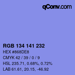 Color code: RGB 134 141 232 | qconv.com