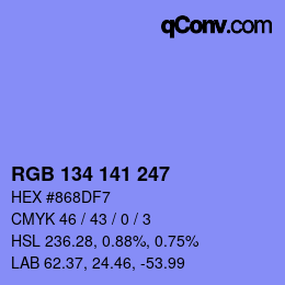 Color code: RGB 134 141 247 | qconv.com