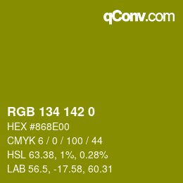 Color code: RGB 134 142 0 | qconv.com
