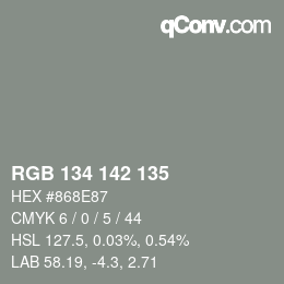 Color code: RGB 134 142 135 | qconv.com