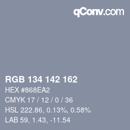 Color code: RGB 134 142 162 | qconv.com