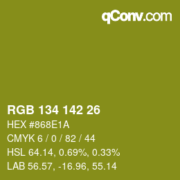 Color code: RGB 134 142 26 | qconv.com