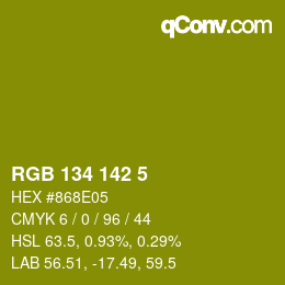 Color code: RGB 134 142 5 | qconv.com