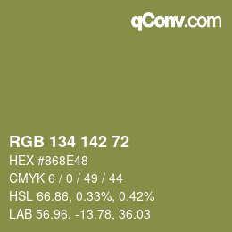 カラーコード: RGB 134 142 72 | qconv.com