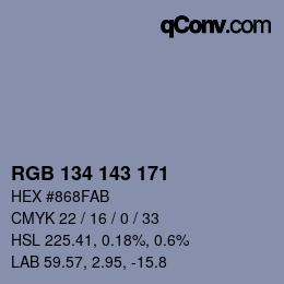 カラーコード: RGB 134 143 171 | qconv.com