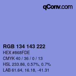 Color code: RGB 134 143 222 | qconv.com