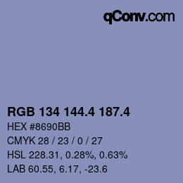 カラーコード: RGB 134 144.4 187.4 | qconv.com