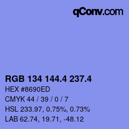 カラーコード: RGB 134 144.4 237.4 | qconv.com
