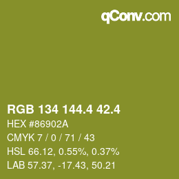 カラーコード: RGB 134 144.4 42.4 | qconv.com