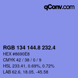 カラーコード: RGB 134 144.8 232.4 | qconv.com