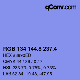 カラーコード: RGB 134 144.8 237.4 | qconv.com