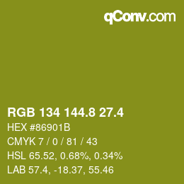 カラーコード: RGB 134 144.8 27.4 | qconv.com