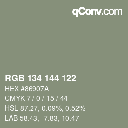 Farbcode: RGB 134 144 122 | qconv.com